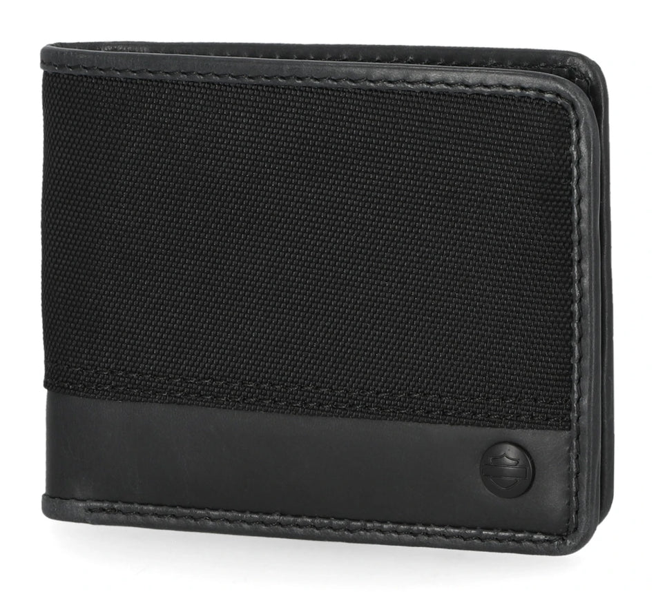 Harley-Davidson® Men's Classic Cordura Leather Trim Double Billfold Wallet