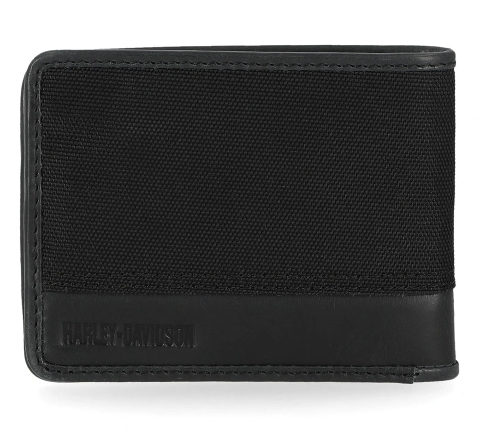 Harley-Davidson® Men's Classic Cordura Leather Trim Double Billfold Wallet
