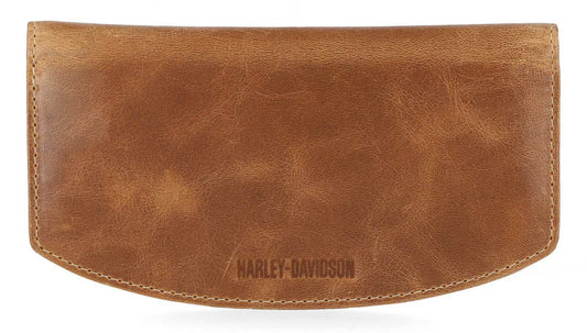 Harley-Davidson Men's Smooth Grain Snap Flap Pocket Long Biker Wallet with leash - Brown