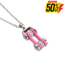 Ladies Bike Chain Crystal Bling Necklace 19"