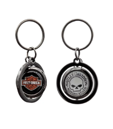 Harley-Davidson Classic Bar & Shield Logo Spinner Key Chain - Black/Orange