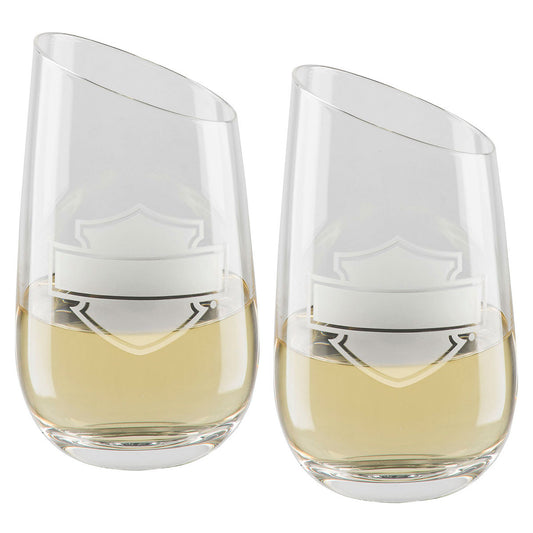 Harley-Davidson Silhouette B&S Stemless Wine Glass Set