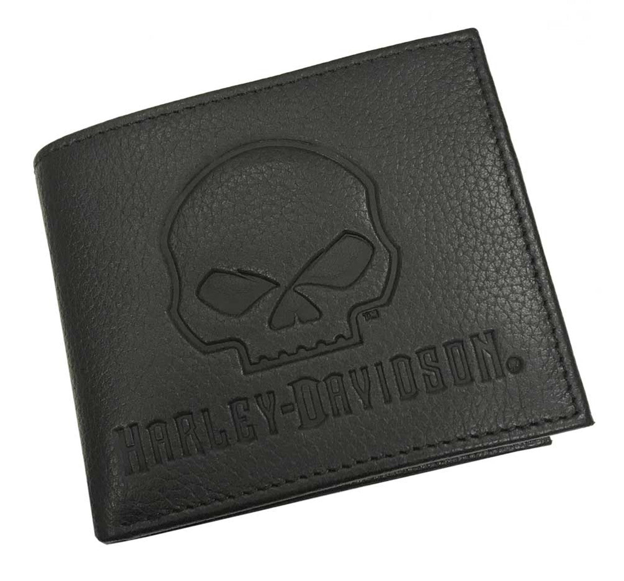 Harley-Davidson® Men's Willie G Skull Embossed Leather Pocketed Billfold Wallet