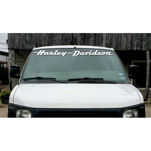 Harley-Davidson White Text H-D Window Decal, 36" Long