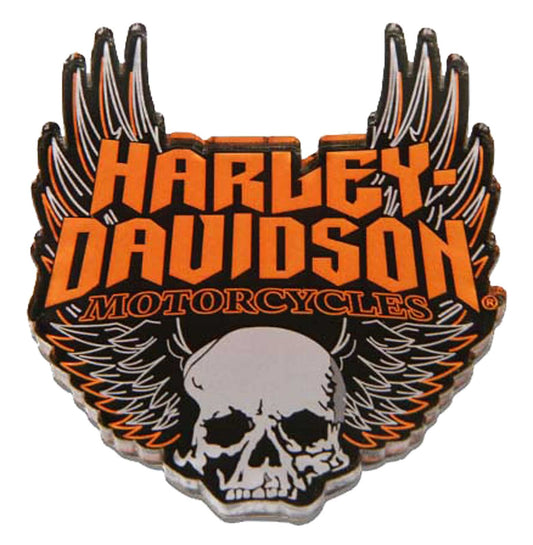 Harley-Davidson Cut-Out Winged Skull Hard Acrylic Magnet - 3 x 2.5 inches