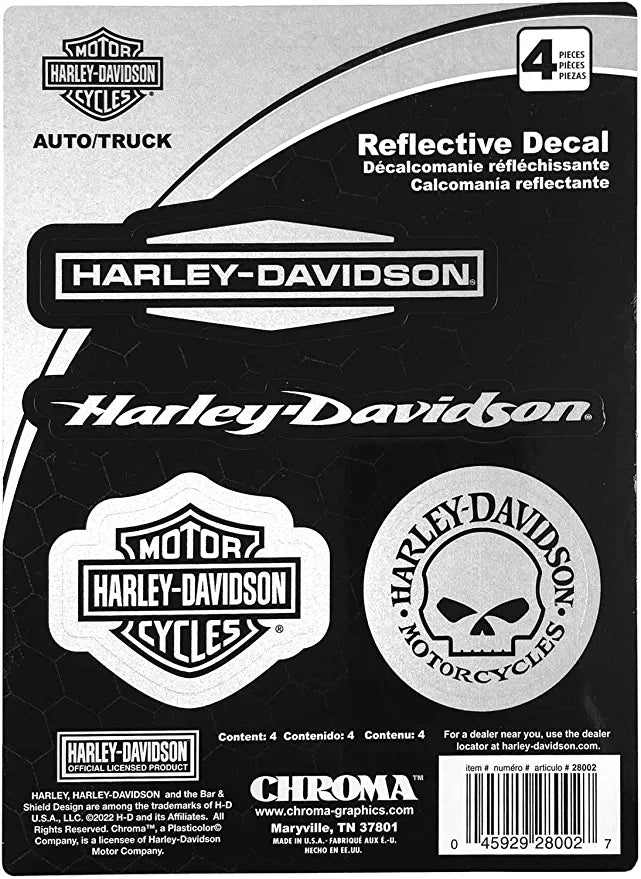 Harley-Davidson 4pc Script and Logo's on Silver Background Decal Kit
