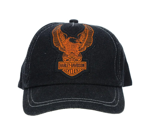 Toddler Black Denim Baseball Cap with Eagle Patch