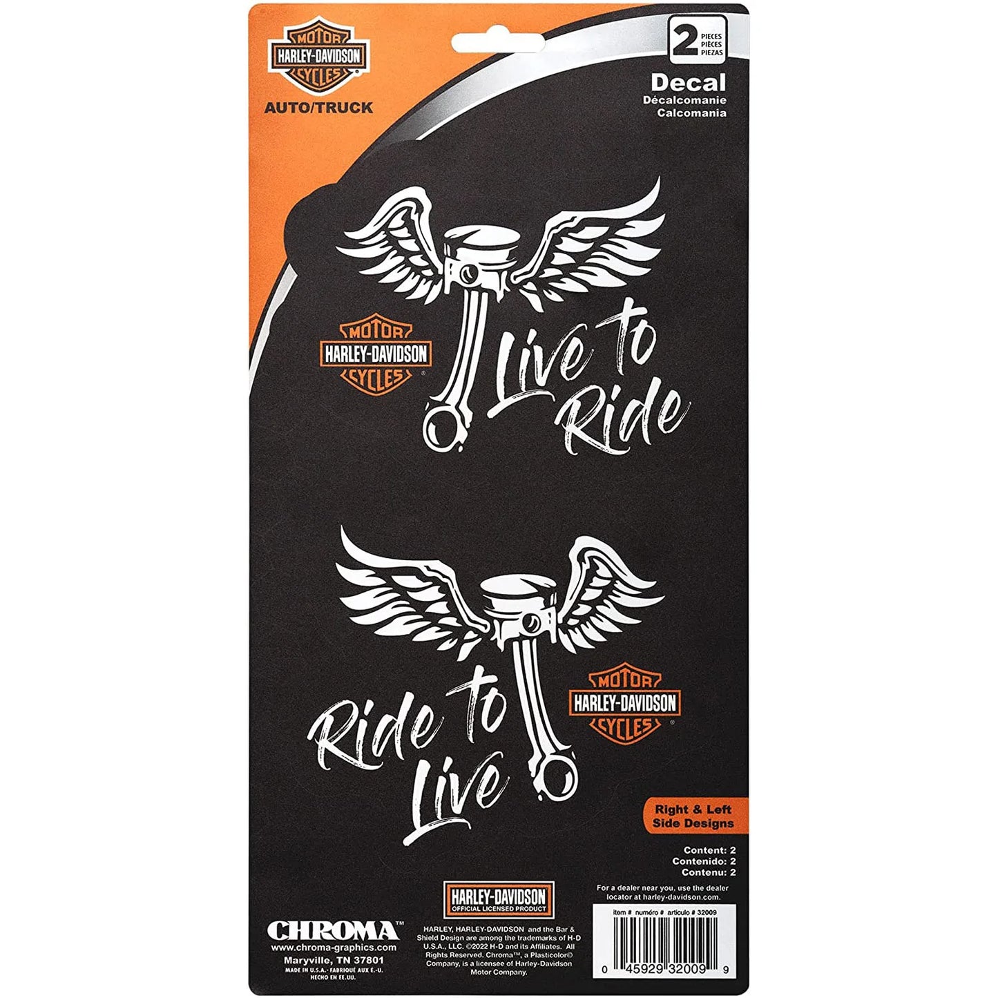 2pc B&S with Winged Piston Live to Ride Script Decal Kit