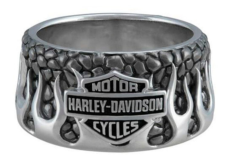 Harley-Davidson Men's Textured Flame Ring - HSR0091