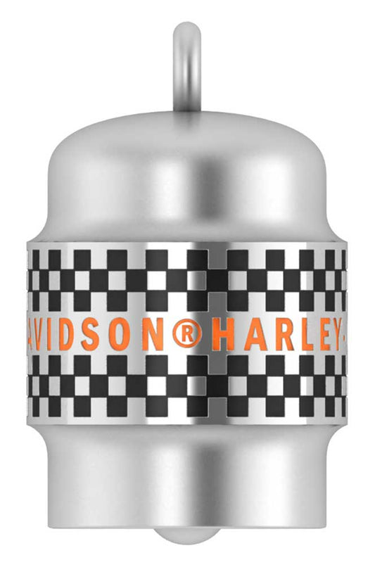 Harley-Davidson Racing Checkered H-D Script Motorcycle Ride Bell - Silver Finish
