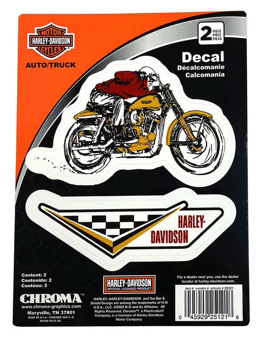 Harley-Davidso® 2-Piece Vintage Racing White Decals - 2 Pack - 6 x 8 in.