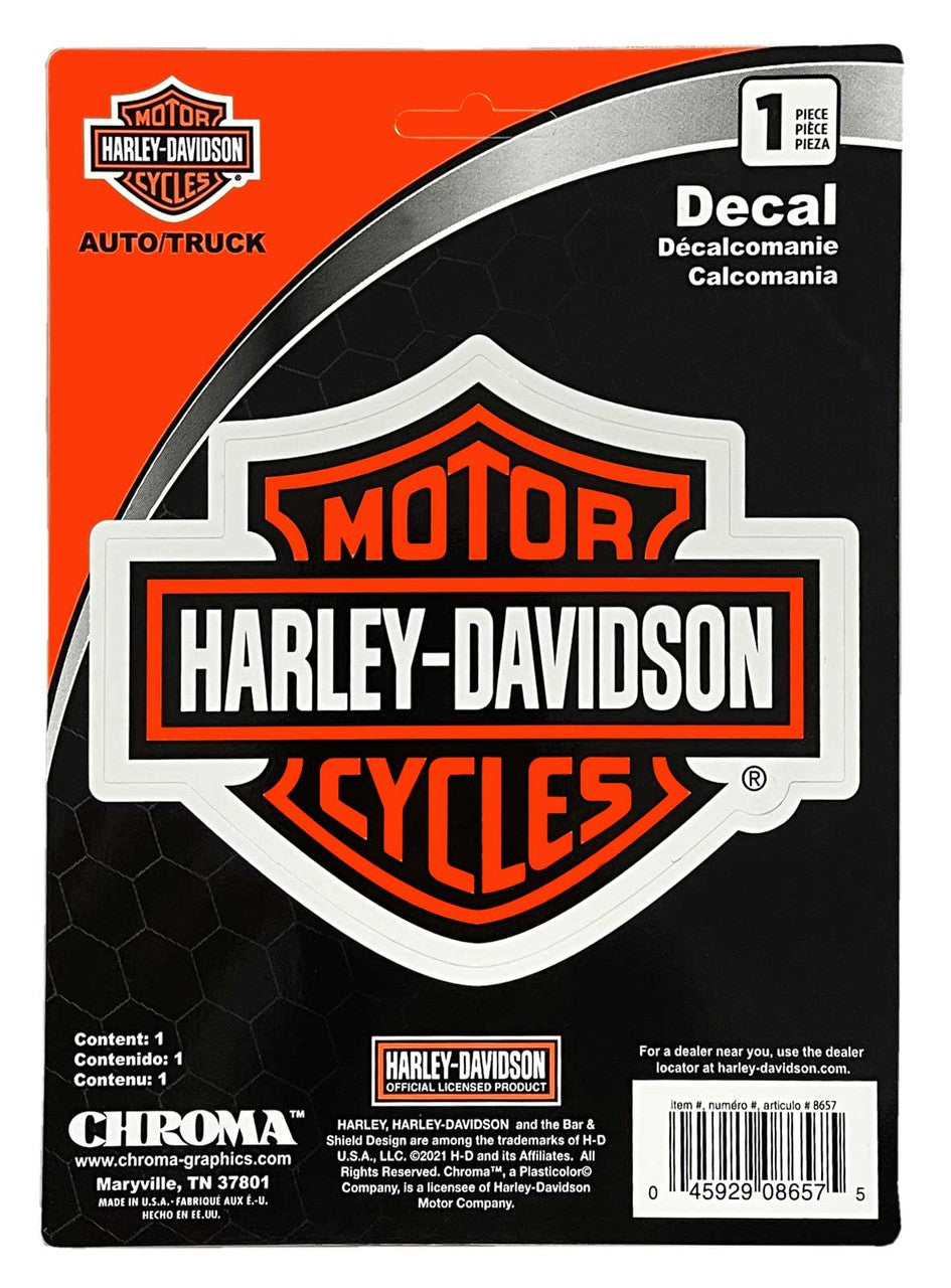 Harley-Davidson Bar & Shield Logo Vinyl Decal - Orange & Black - 5 x 4 in.