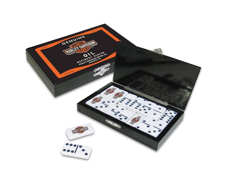 Harley-Davidson Oil Can Domino Set with Case