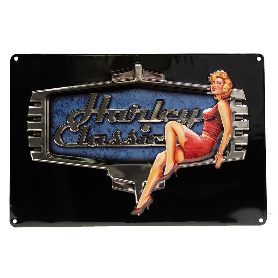 H-D Retro Babe Tin Sign
