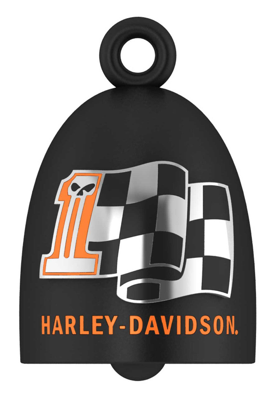 Harley-Davidson® Checkered Flag #1 Skull Logo Motorcycle Ride Bell - Black Finish