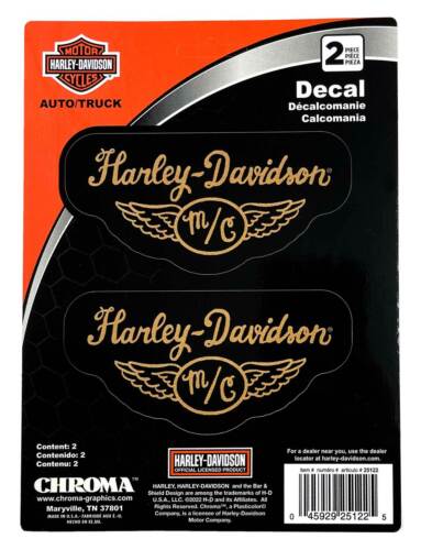 Harley-Davidson 2-Piece MC with Wings H-D Text Decals - 2 Pack - 6 x 8 in.