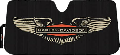 Harley-Davidson Matte Black Distressed Wings Accordion Sunshade